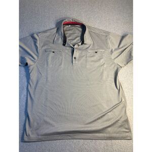 adidas Polo Shirt Men's Large Grey Golf Performance Short Sleeve Logo Clima Cool